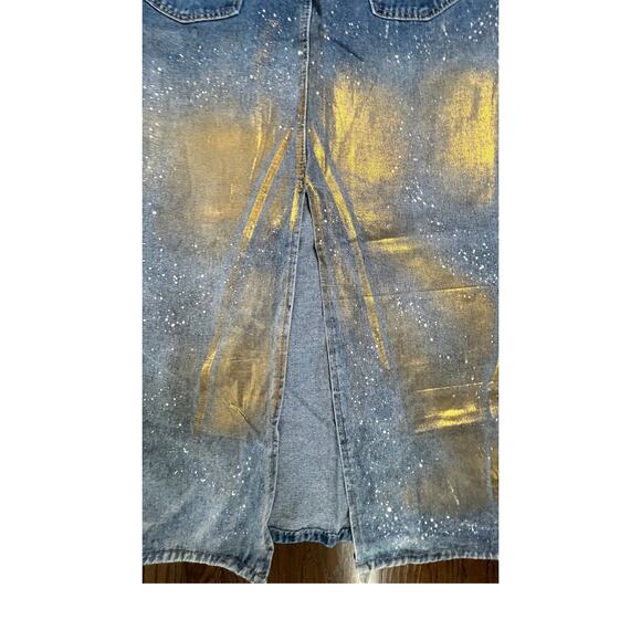 Xplusware Gold Metallic Denim Maxi Skirt – Size Large - Picture 6 of 12